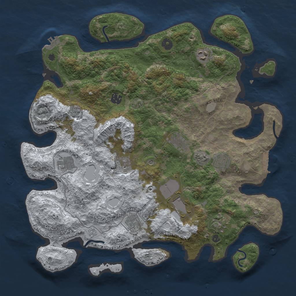 Rust Map: Procedural Map, Size: 3950, Seed: 506081095, 19 Monuments