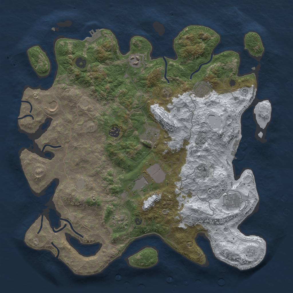 Rust Map: Procedural Map, Size: 4000, Seed: 228442, 18 Monuments