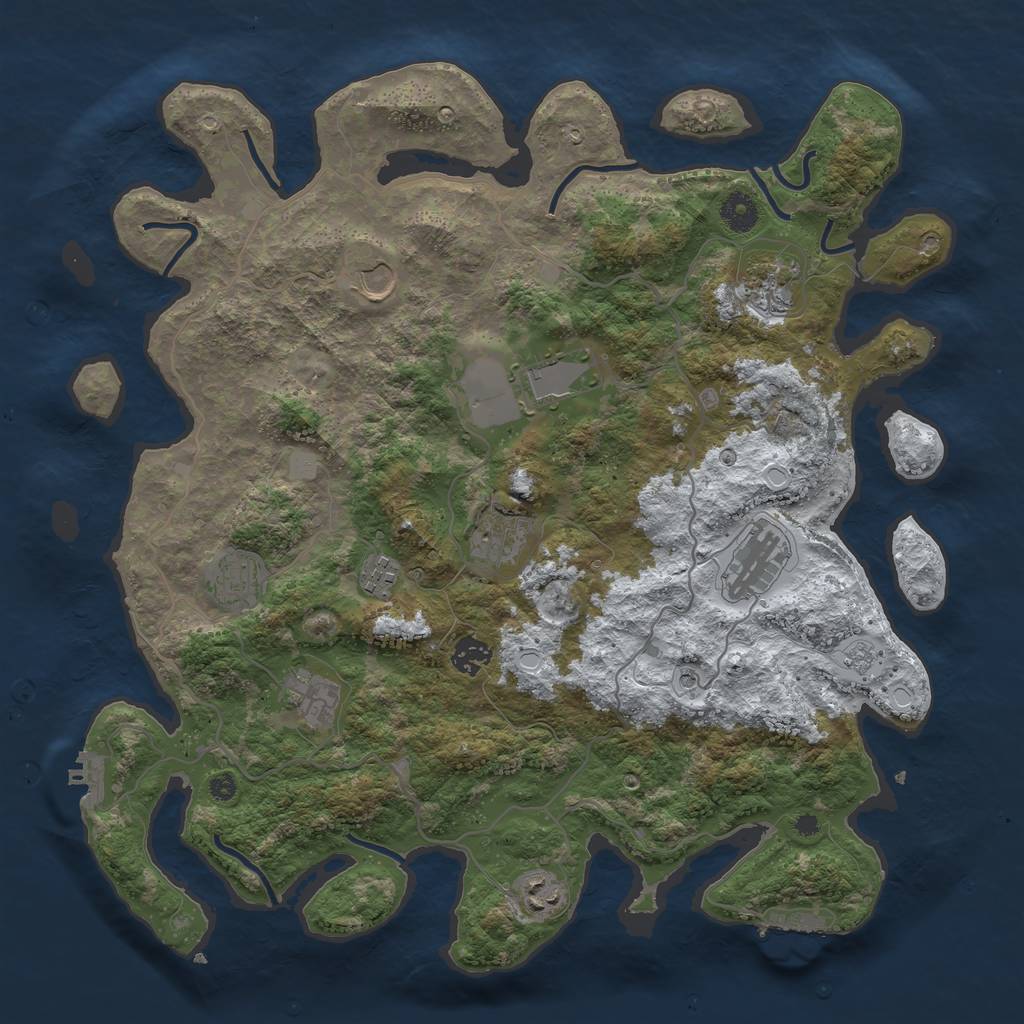 Rust Map: Procedural Map, Size: 4000, Seed: 1247209690, 19 Monuments