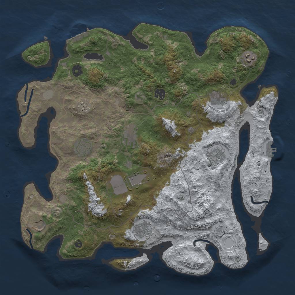 Rust Map: Procedural Map, Size: 4000, Seed: 672816, 19 Monuments