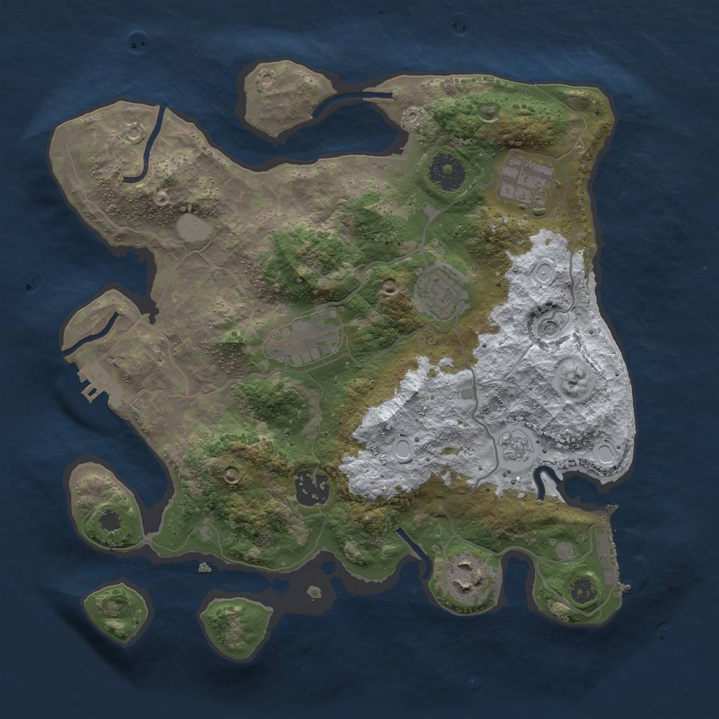 Rust Map: Procedural Map, Size: 3000, Seed: 41672, 14 Monuments