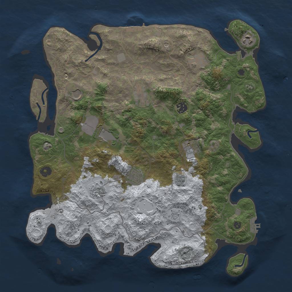 Rust Map: Procedural Map, Size: 4000, Seed: 890607, 19 Monuments