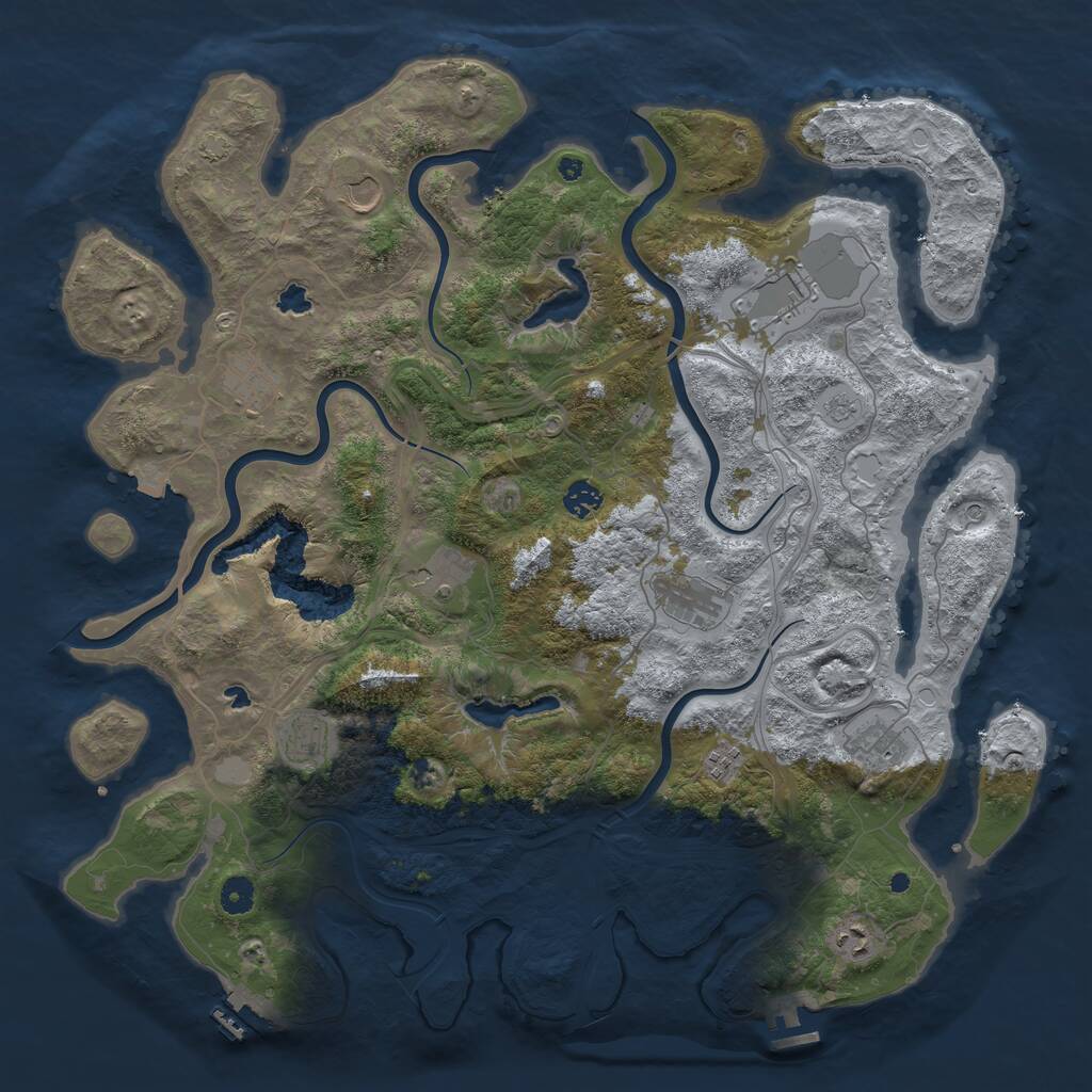 Rust Map: Procedural Map, Size: 4500, Seed: 51234259, 16 Monuments