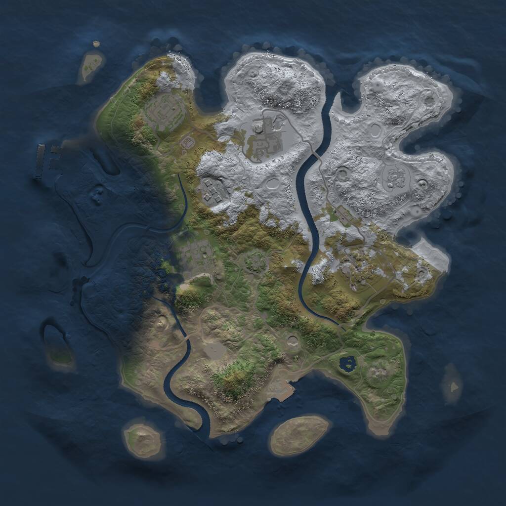 Rust Map: Procedural Map, Size: 3000, Seed: 41673, 10 Monuments