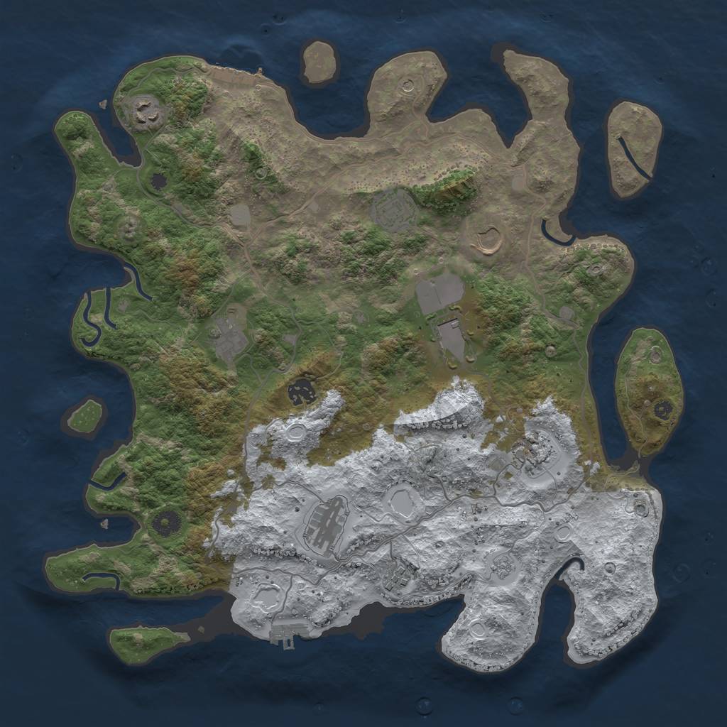 Rust Map: Procedural Map, Size: 4000, Seed: 56016, 18 Monuments