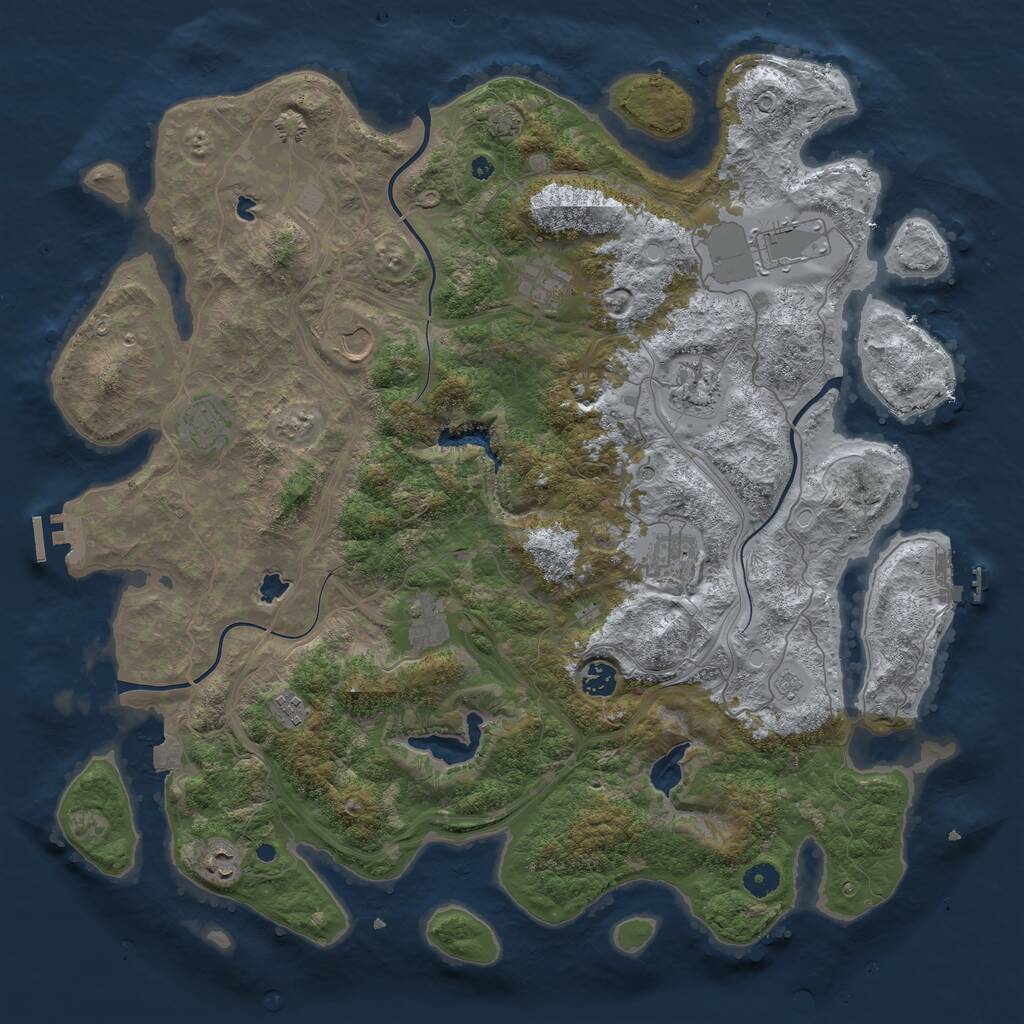 Rust Map: Procedural Map, Size: 4500, Seed: 91585879, 16 Monuments