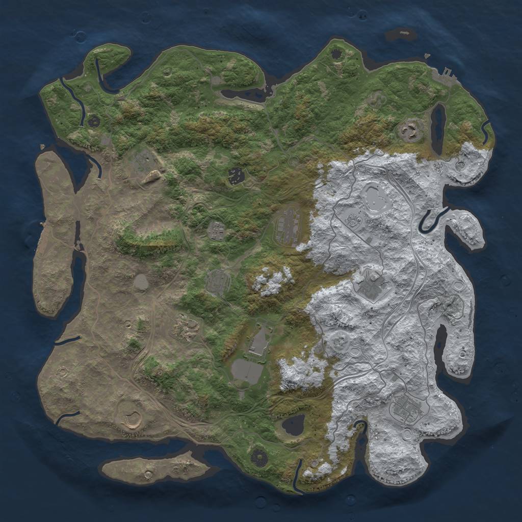 Rust Map: Procedural Map, Size: 4500, Seed: 83874622, 20 Monuments