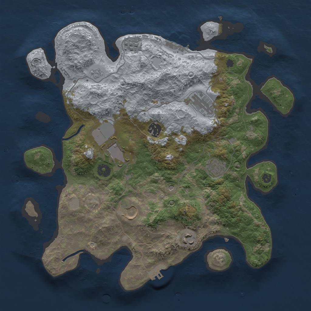 Rust Map: Procedural Map, Size: 3500, Seed: 392157828, 16 Monuments