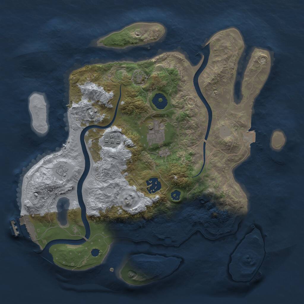 Rust Map: Procedural Map, Size: 3000, Seed: 11251, 7 Monuments