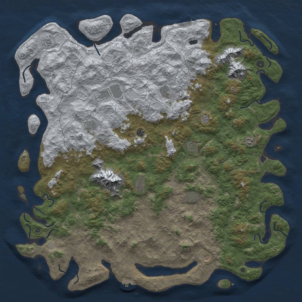Rust Map: Procedural Map, Size: 6000, Seed: 115478751, 20 Monuments