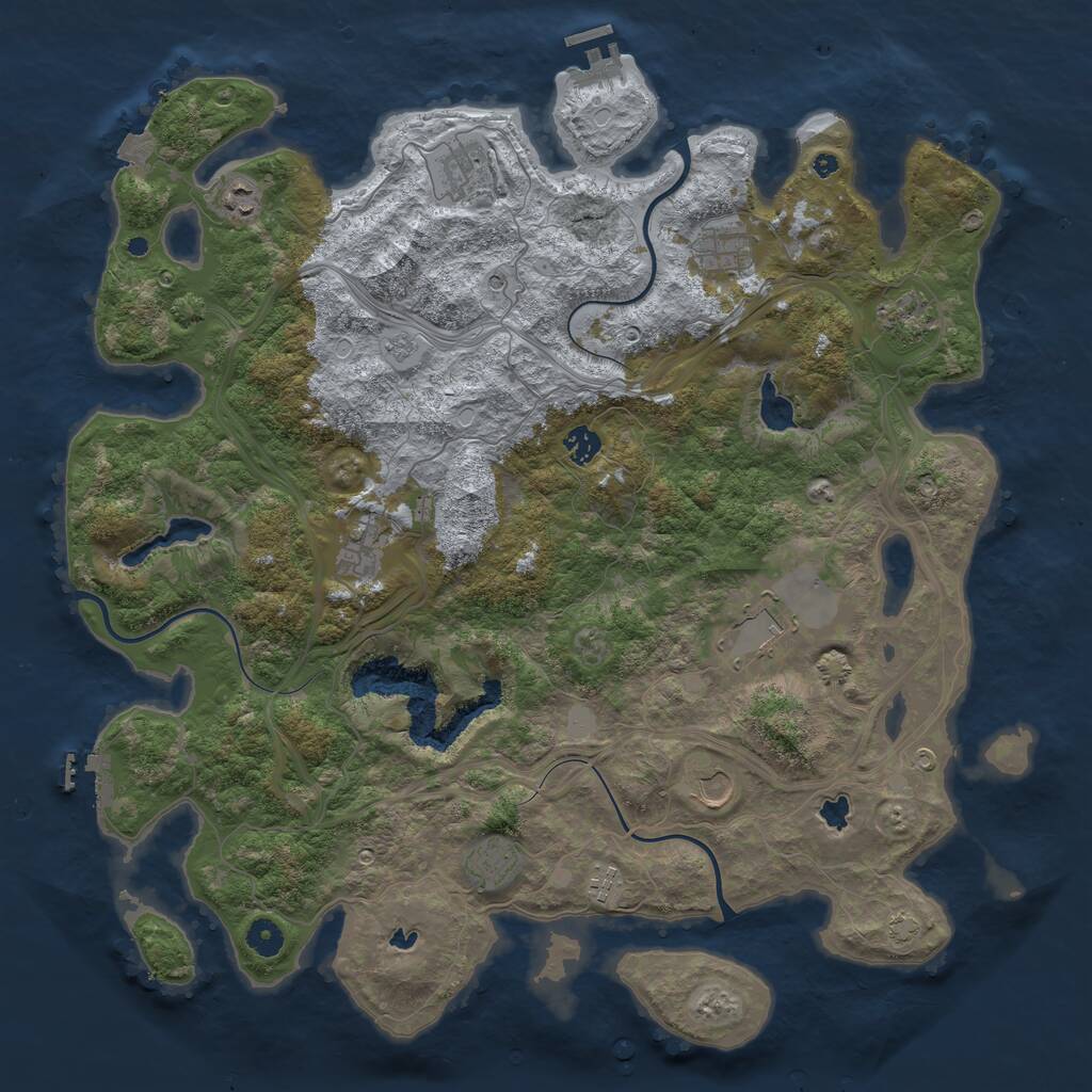 Rust Map: Procedural Map, Size: 4500, Seed: 126345, 16 Monuments