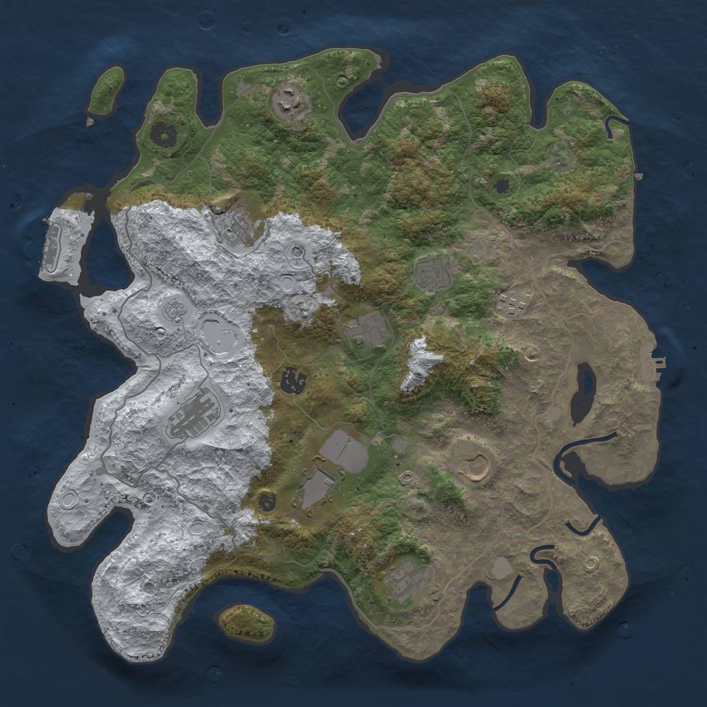 Rust Map: Procedural Map, Size: 4000, Seed: 19850501, 19 Monuments