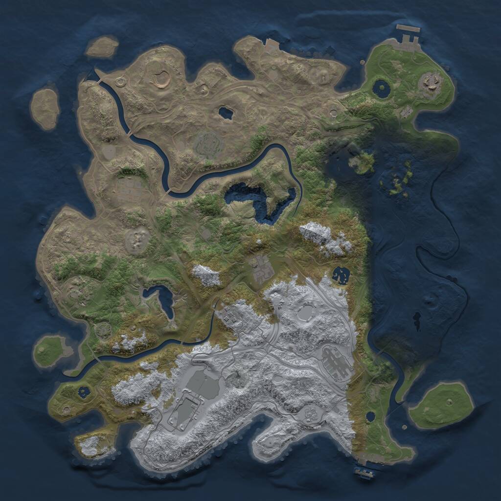 Rust Map: Procedural Map, Size: 4250, Seed: 2093486339, 17 Monuments
