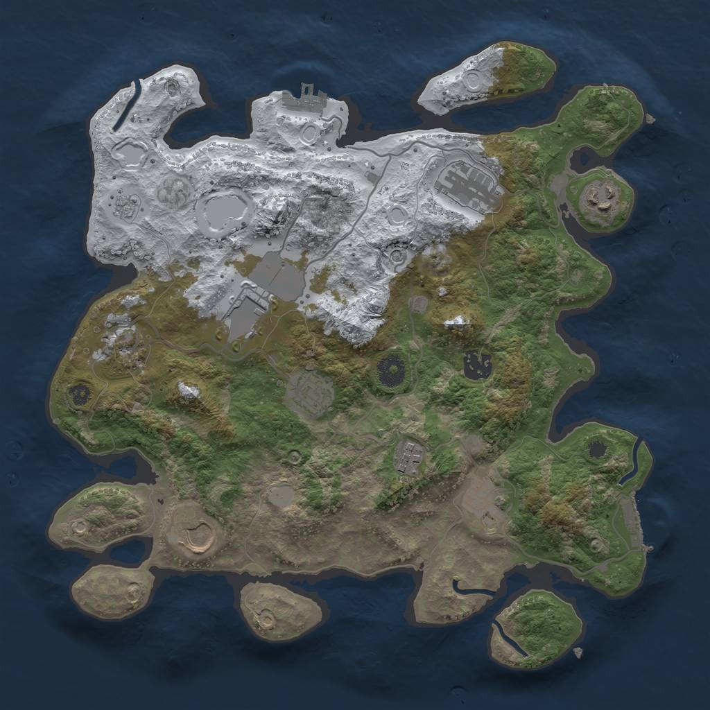 Rust Map: Procedural Map, Size: 3500, Seed: 1500538029, 18 Monuments