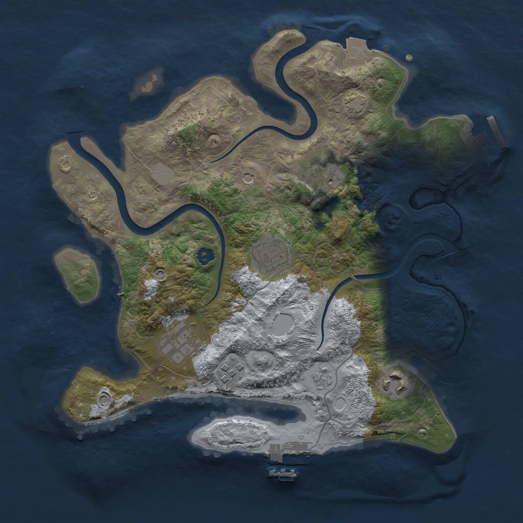 Rust Map: Procedural Map, Size: 3000, Seed: 41622, 11 Monuments