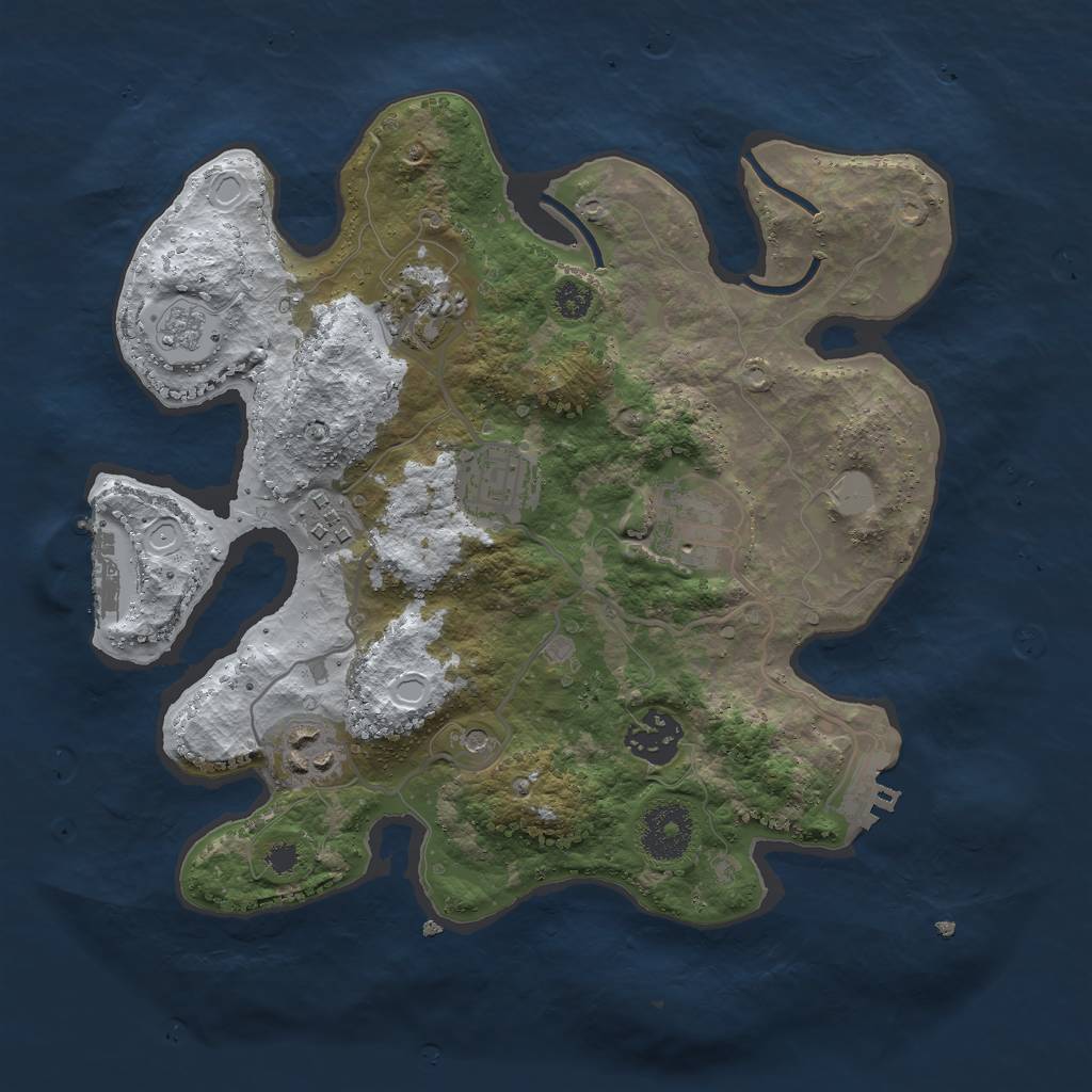 Rust Map: Procedural Map, Size: 3000, Seed: 25267, 15 Monuments