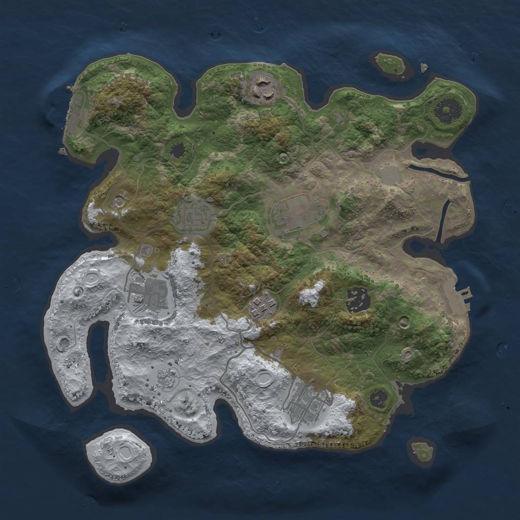 Rust Map: Procedural Map, Size: 3000, Seed: 21113, 16 Monuments