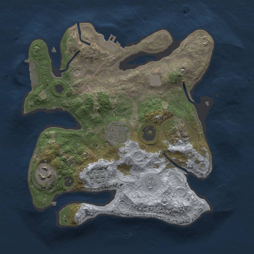 Rust Map: Procedural Map, Size: 2500, Seed: 228327129, 13 Monuments