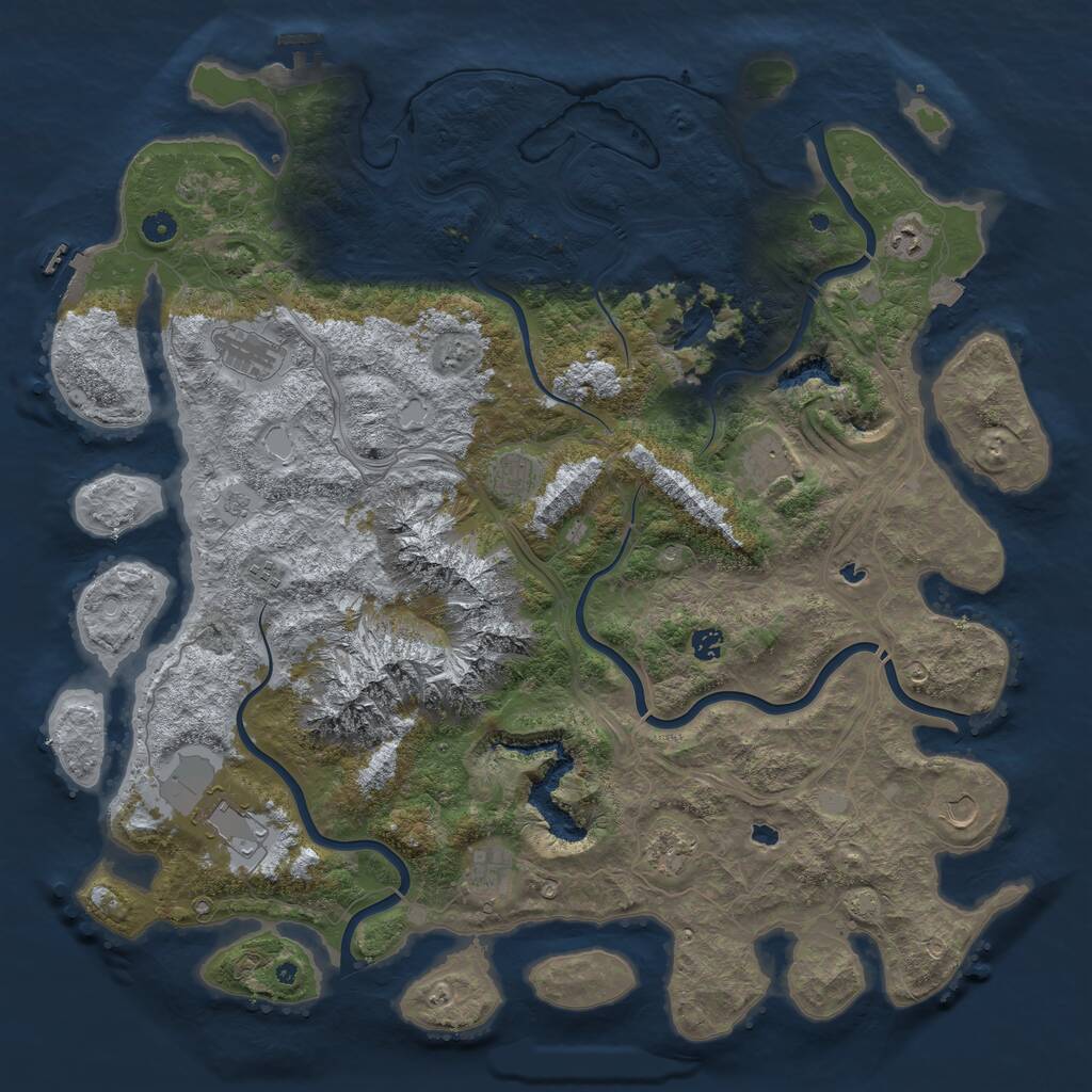 Rust Map: Procedural Map, Size: 5000, Seed: 5936425, 16 Monuments