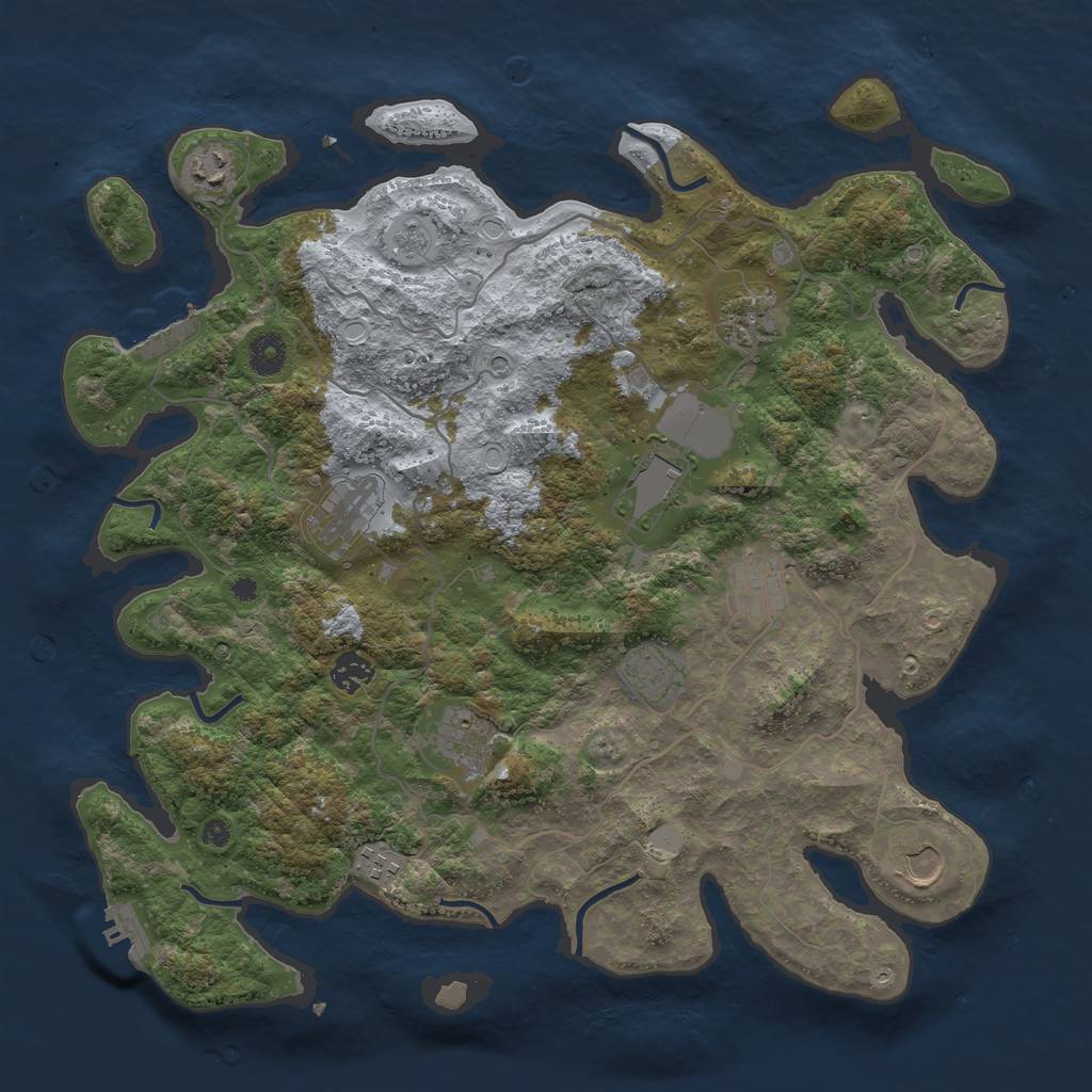 Rust Map: Procedural Map, Size: 4000, Seed: 797910133, 19 Monuments