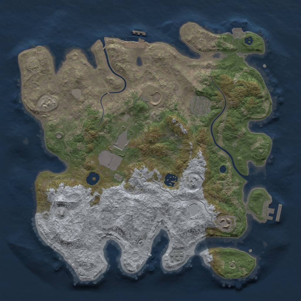 Rust Map: Procedural Map, Size: 3500, Seed: 554781308, 12 Monuments