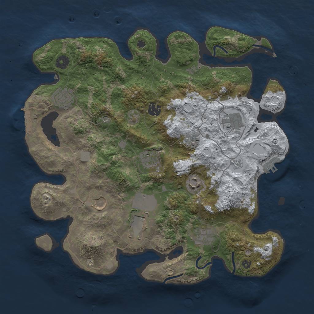 Rust Map: Procedural Map, Size: 3500, Seed: 1521845666, 18 Monuments