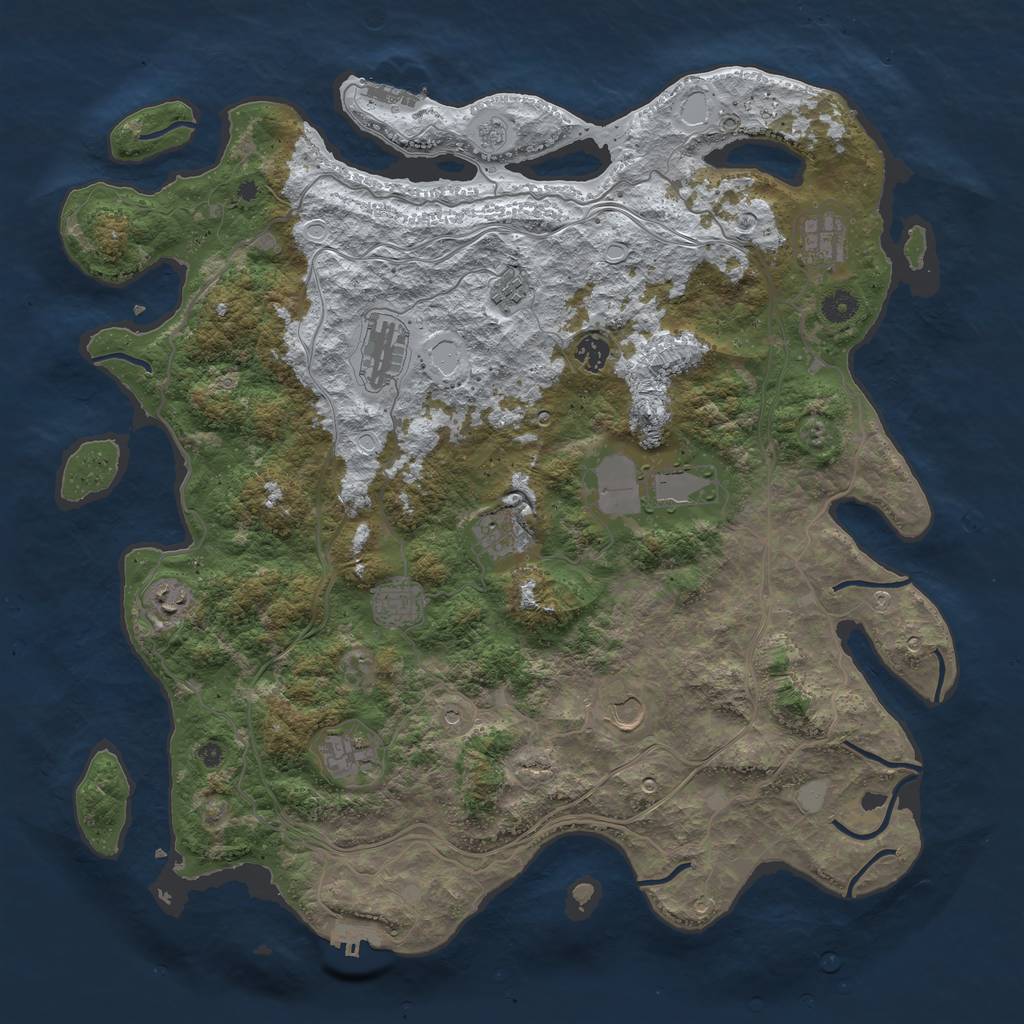Rust Map: Procedural Map, Size: 4500, Seed: 41565465, 19 Monuments
