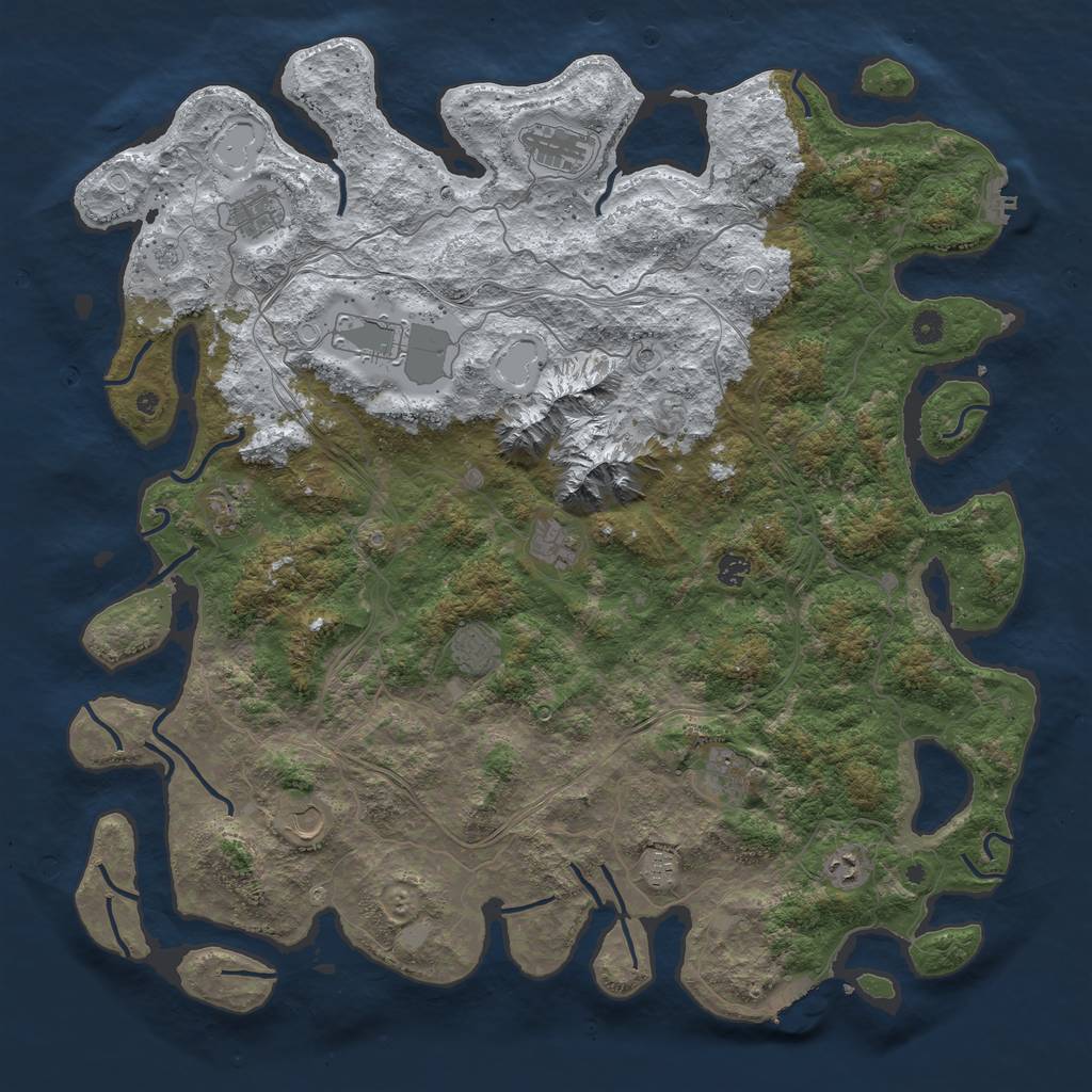 Rust Map: Procedural Map, Size: 5000, Seed: 2514, 20 Monuments