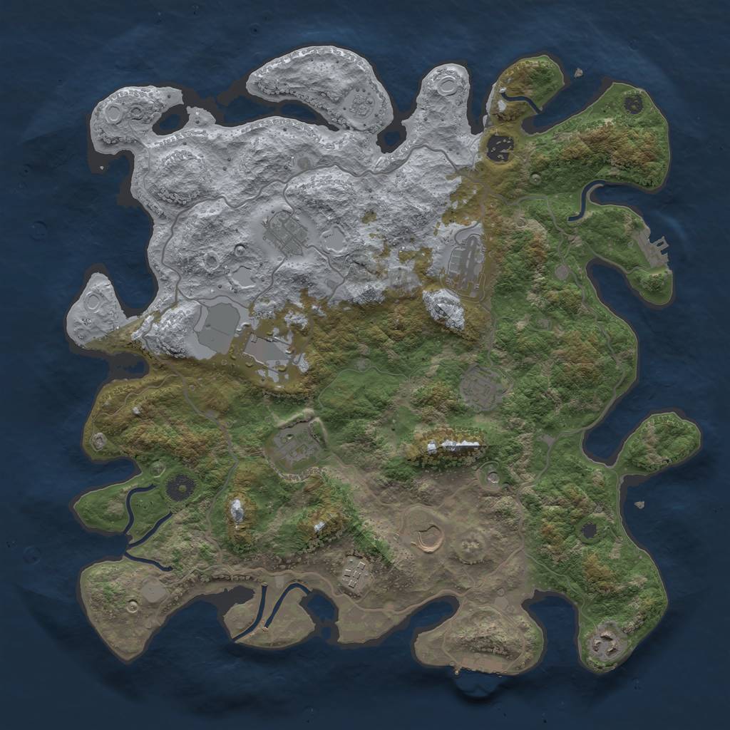 Rust Map: Procedural Map, Size: 4000, Seed: 1792983496, 18 Monuments