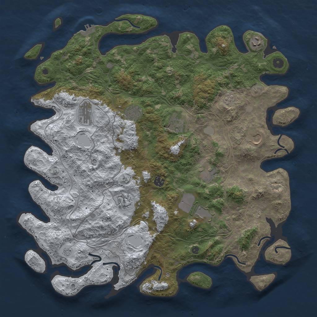Rust Map: Procedural Map, Size: 4500, Seed: 120889, 18 Monuments