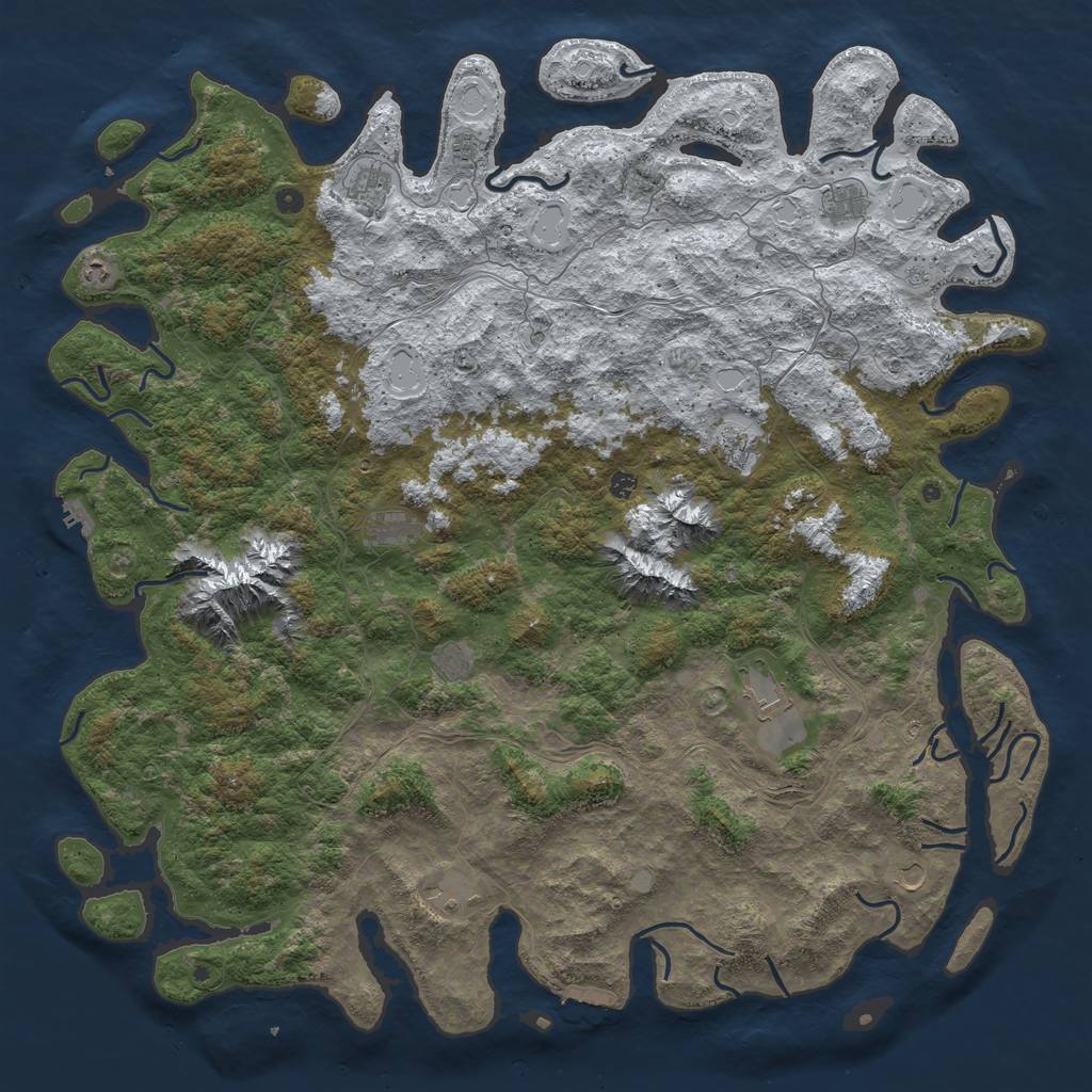 Rust Map: Procedural Map, Size: 6000, Seed: 133, 20 Monuments