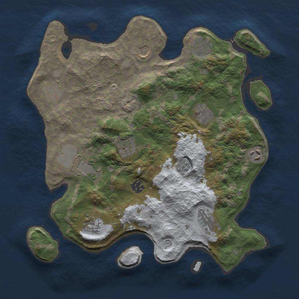 Rust Map: Barren, Size: 3500, Seed: 428430211, 14 Monuments