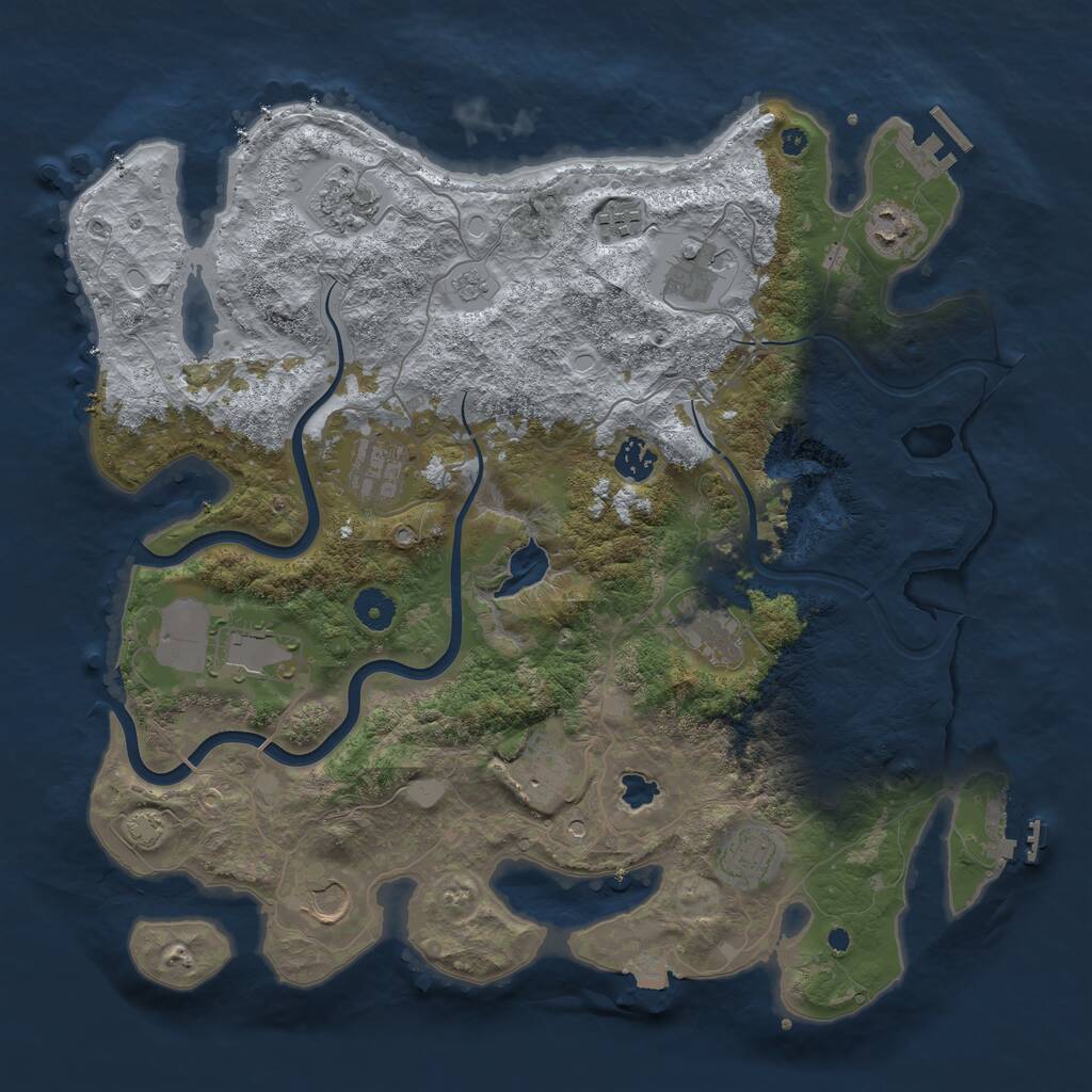 Rust Map: Procedural Map, Size: 4000, Seed: 1759984260, 17 Monuments