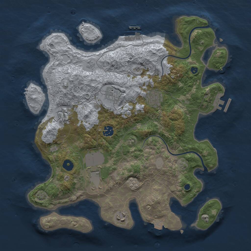 Rust Map: Procedural Map, Size: 3500, Seed: 23713, 13 Monuments