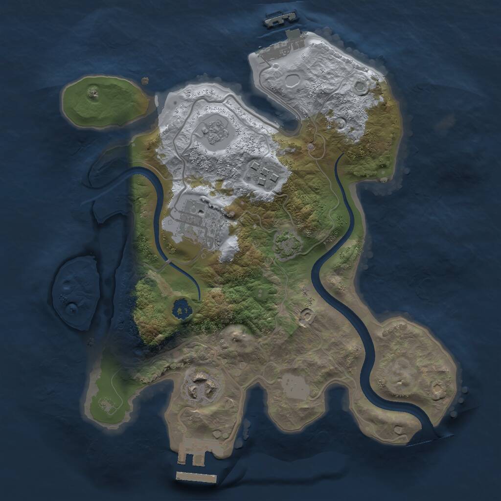 Rust Map: Procedural Map, Size: 2500, Seed: 590877946, 8 Monuments