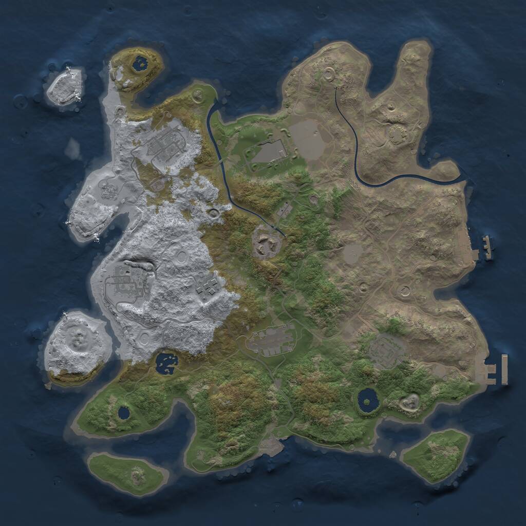 Rust Map: Procedural Map, Size: 3500, Seed: 2039708621, 14 Monuments