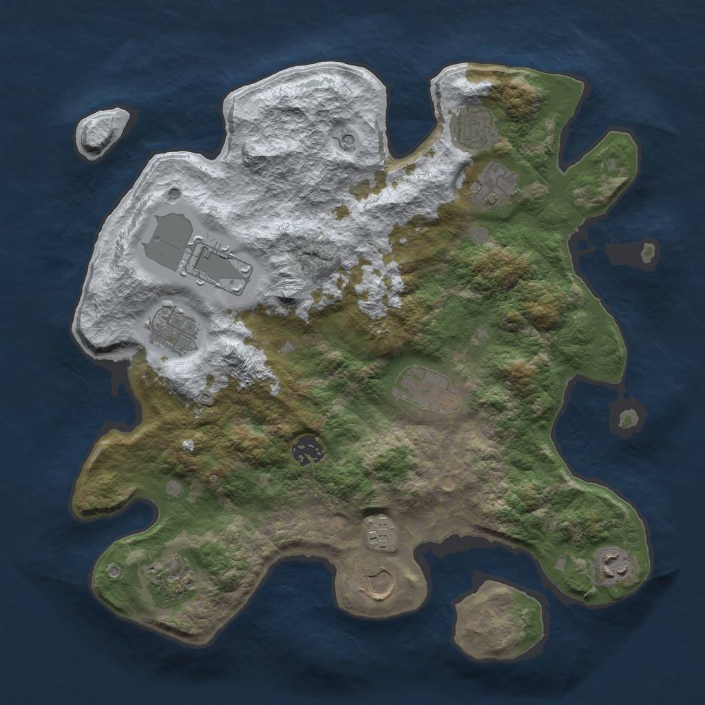 Rust Map: Barren, Size: 3500, Seed: 1028653812, 13 Monuments