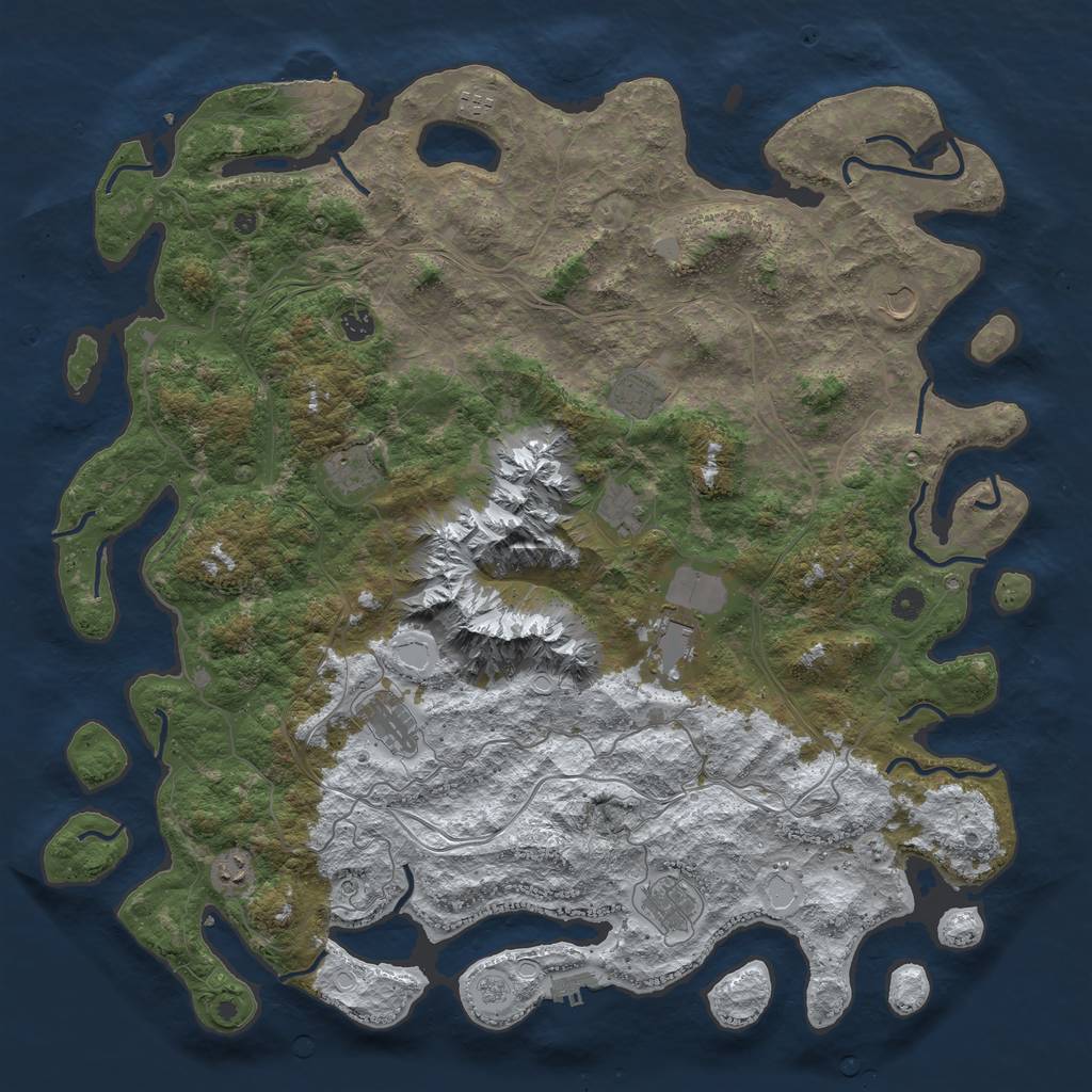 Rust Map: Procedural Map, Size: 5000, Seed: 73359054, 19 Monuments