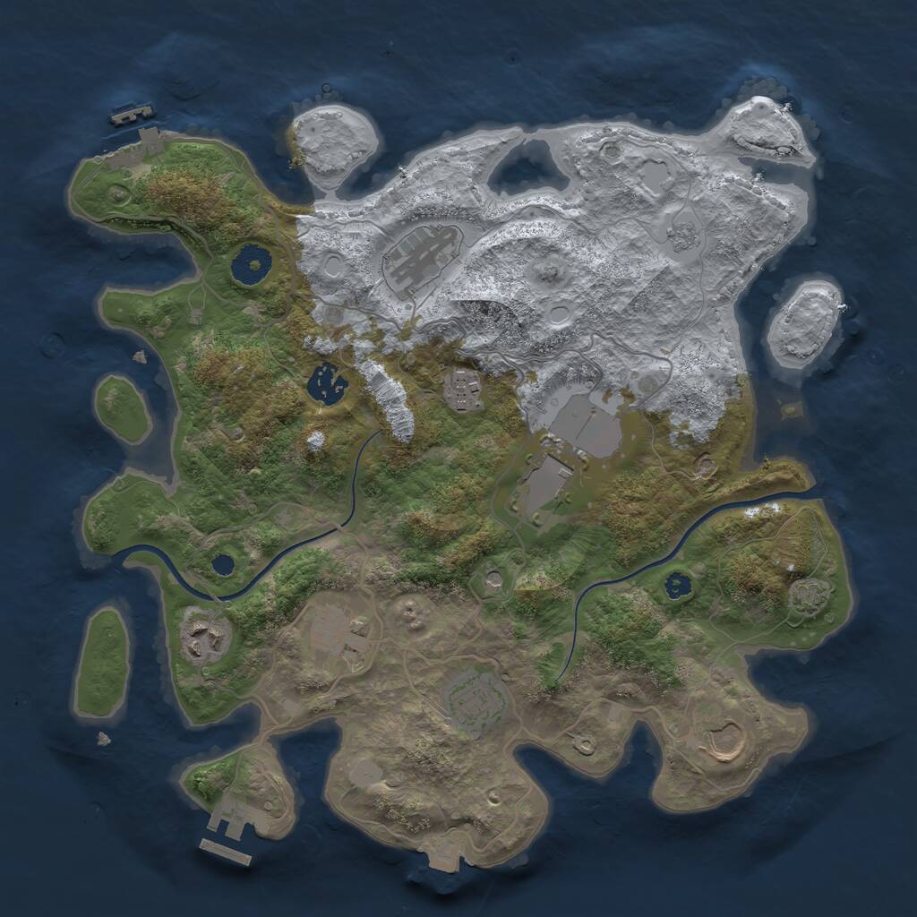 Rust Map: Procedural Map, Size: 3500, Seed: 706906350, 14 Monuments