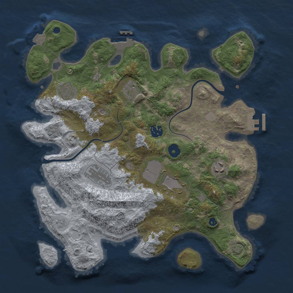 Rust Map: Procedural Map, Size: 3500, Seed: 1289067289, 13 Monuments