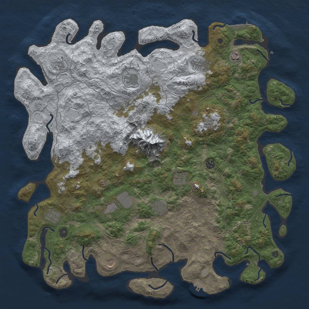 Rust Map: Procedural Map, Size: 5000, Seed: 2073473885, 20 Monuments