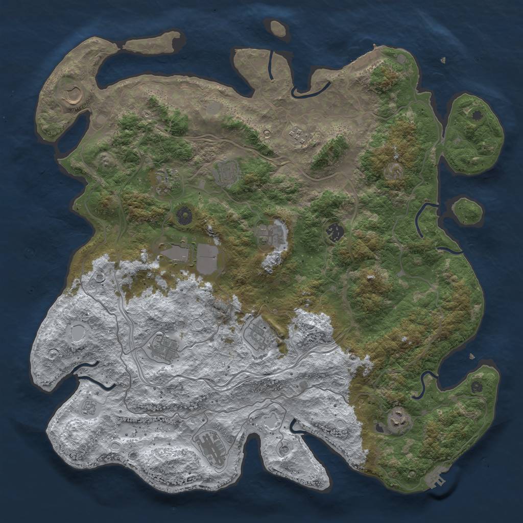 Rust Map: Procedural Map, Size: 4500, Seed: 1089998772, 20 Monuments