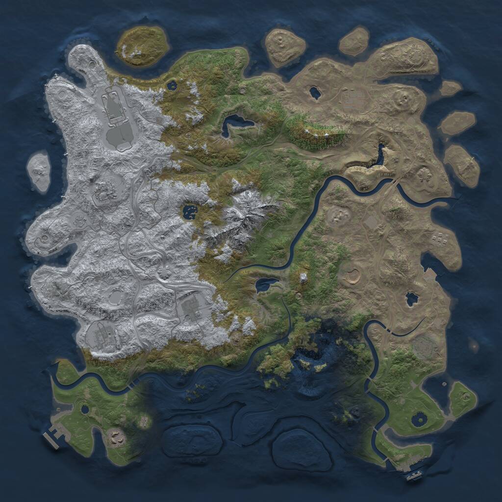 Rust Map: Procedural Map, Size: 5000, Seed: 50278, 16 Monuments