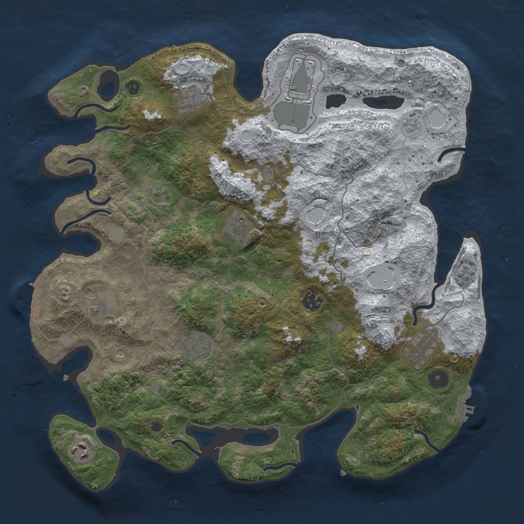 Rust Map: Procedural Map, Size: 4000, Seed: 253385, 18 Monuments