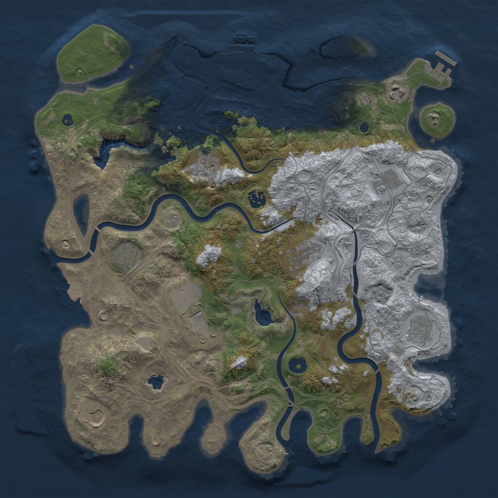Rust Map: Procedural Map, Size: 4250, Seed: 756490704, 16 Monuments