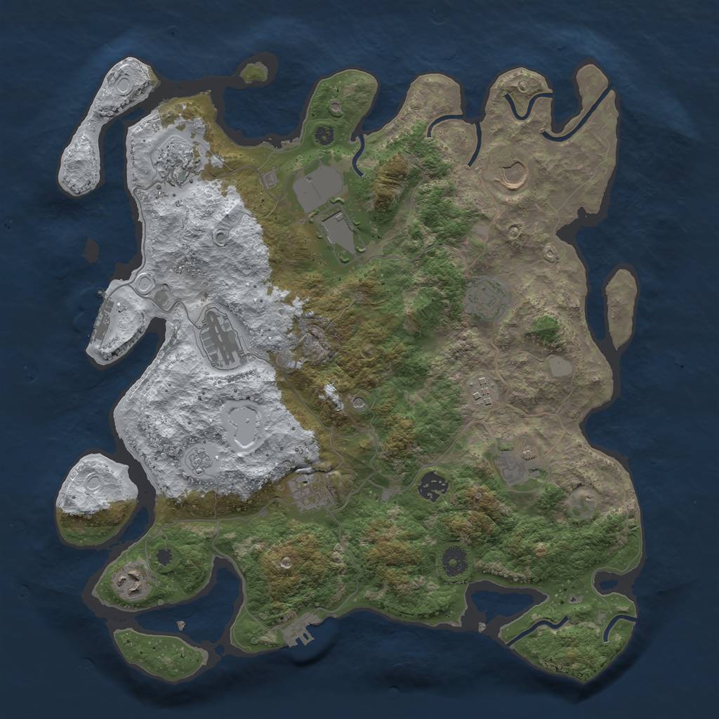 Rust Map: Procedural Map, Size: 3850, Seed: 2039708621, 19 Monuments