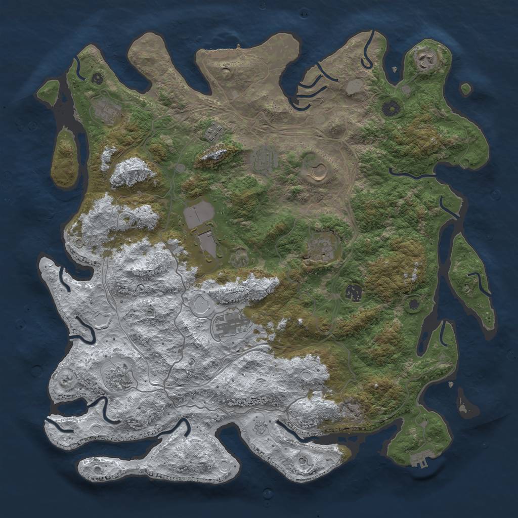 Rust Map: Procedural Map, Size: 4500, Seed: 1960473495, 19 Monuments