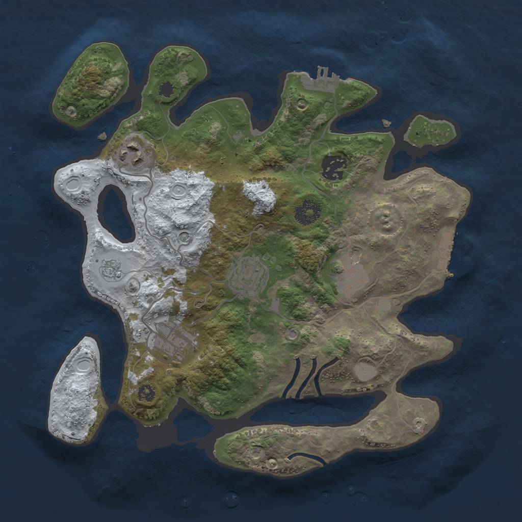 Rust Map: Procedural Map, Size: 3000, Seed: 2007824157, 14 Monuments