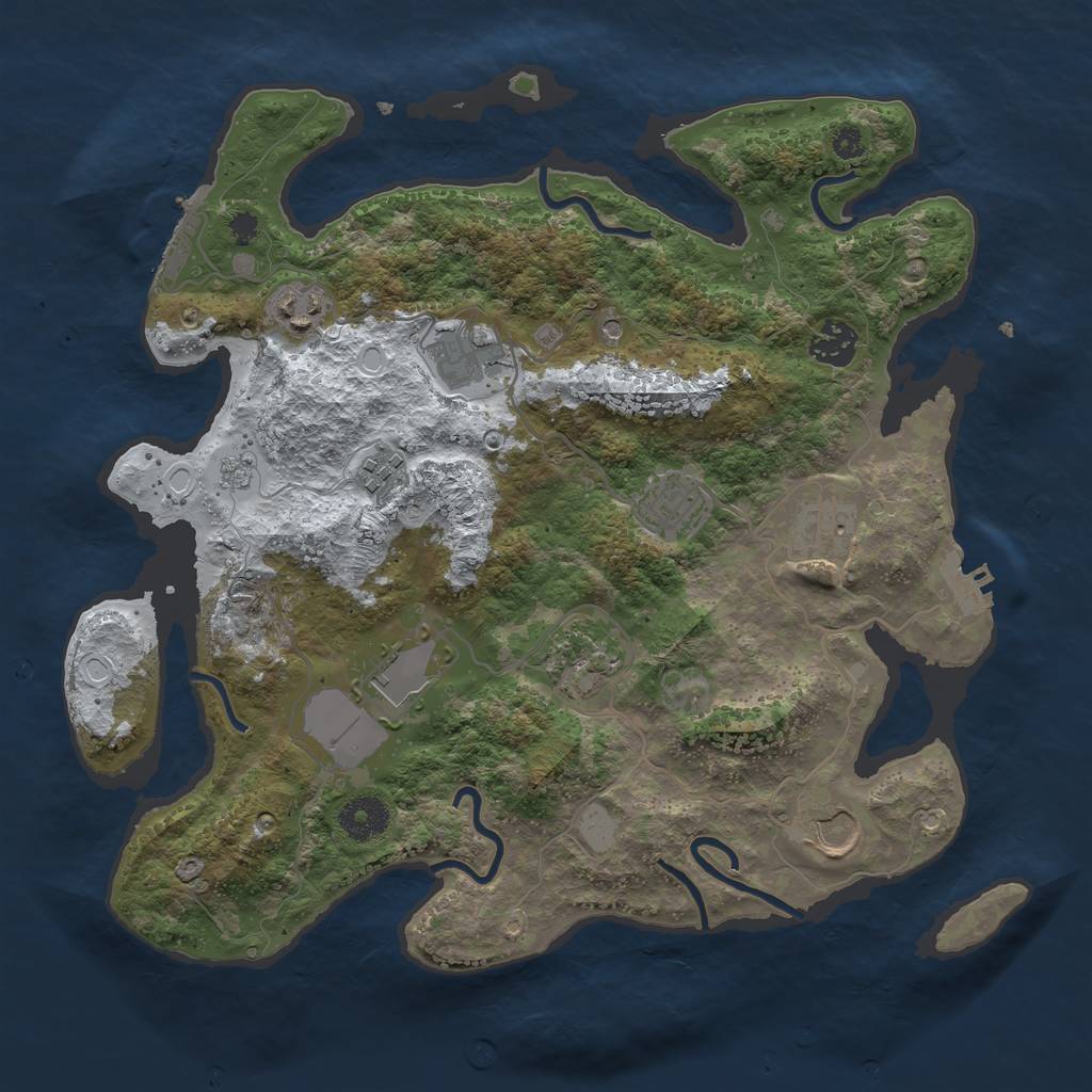 Rust Map: Procedural Map, Size: 3500, Seed: 1009085192, 18 Monuments