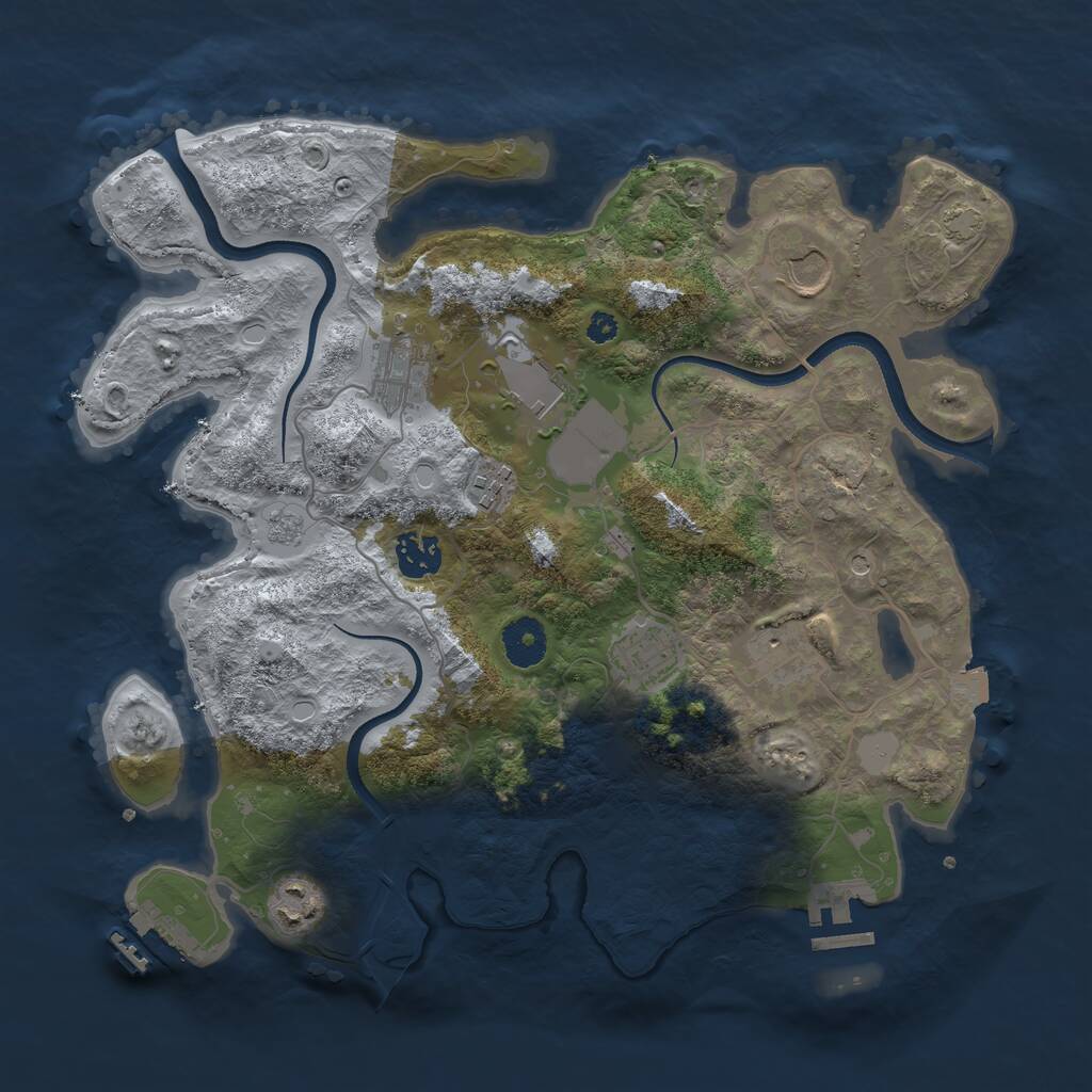 Rust Map: Procedural Map, Size: 3500, Seed: 1231326649, 14 Monuments